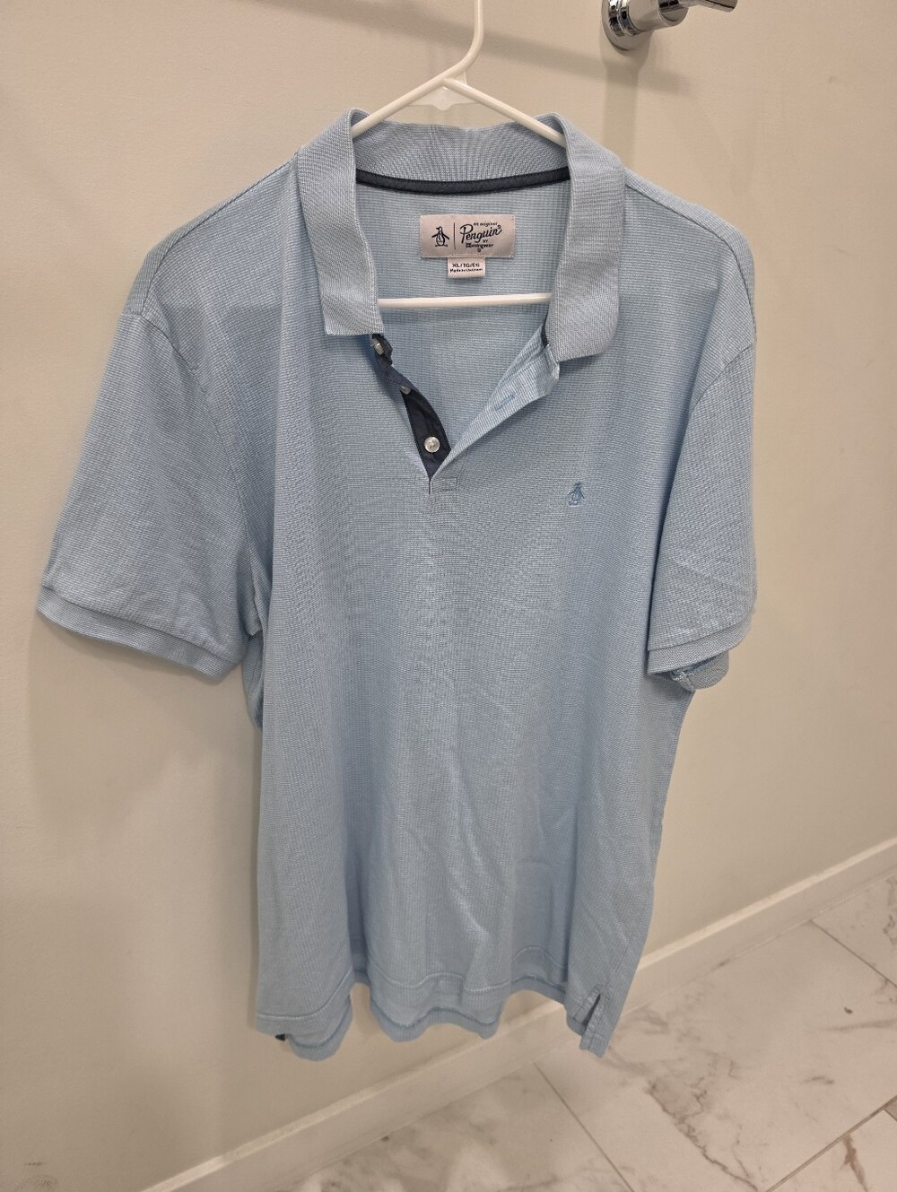 Original Penguin Polo Shirt Men's XL Light Blue Short Sleeve Classic Fit